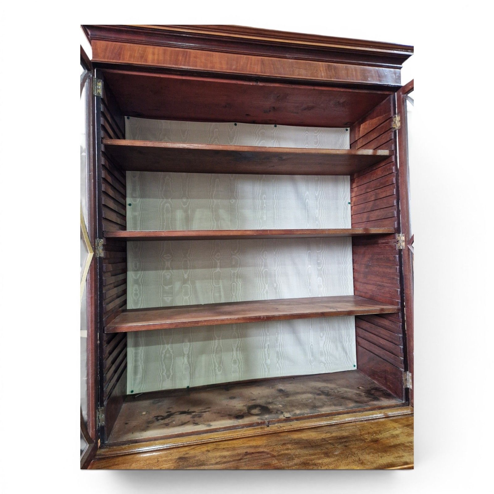 Antique Mahogany Secretaire Bookcase Bureau Display Cabinet Inlaid Writing Desk photo vintage