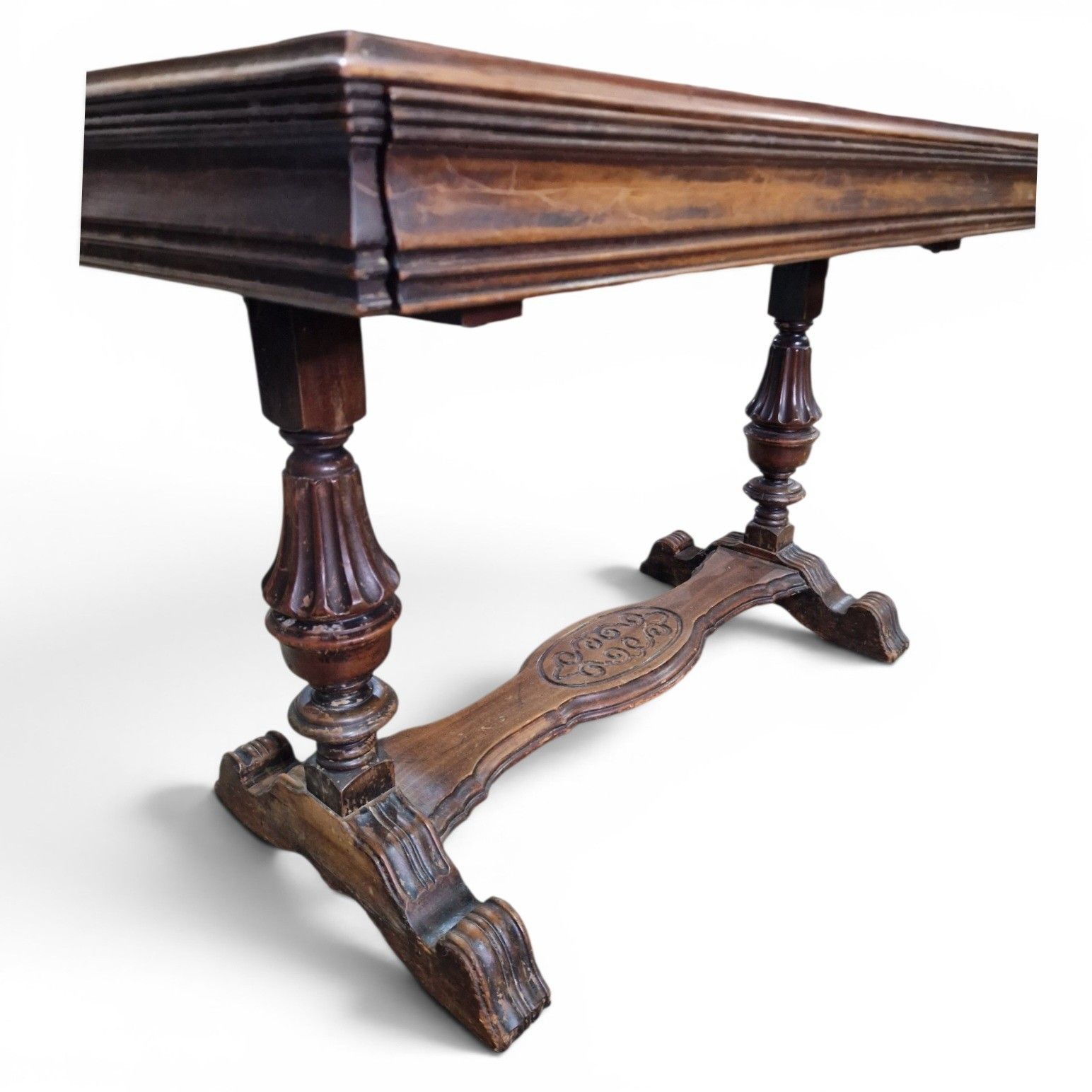 295.0 Antique Victorian Metamorphic Library Table Extending Desk Leather Top Walnut photo
