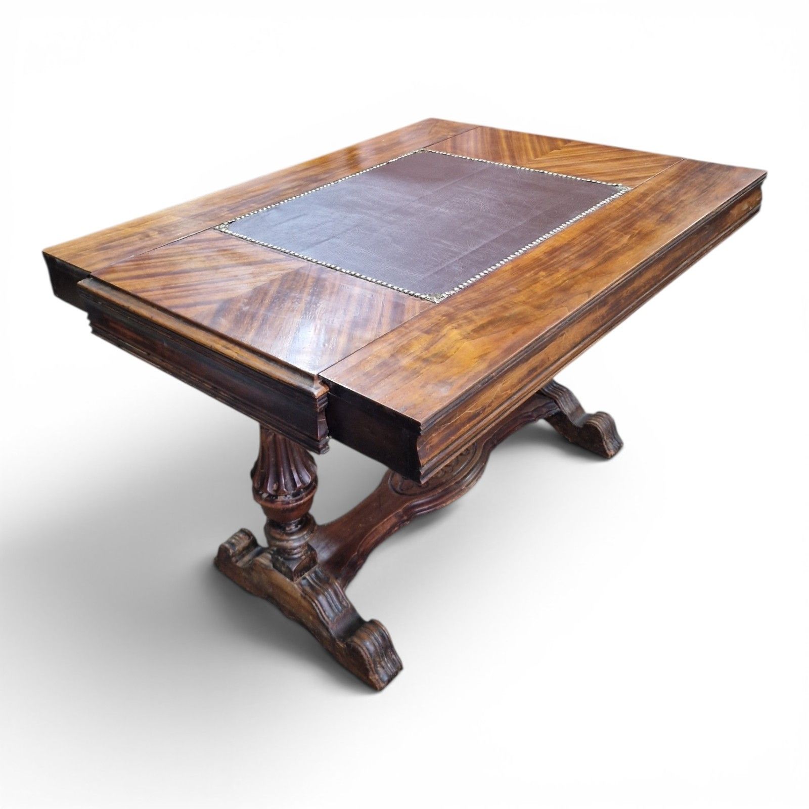photo vintage Antique Victorian Metamorphic Library Table Extending Desk Leather Top Walnut