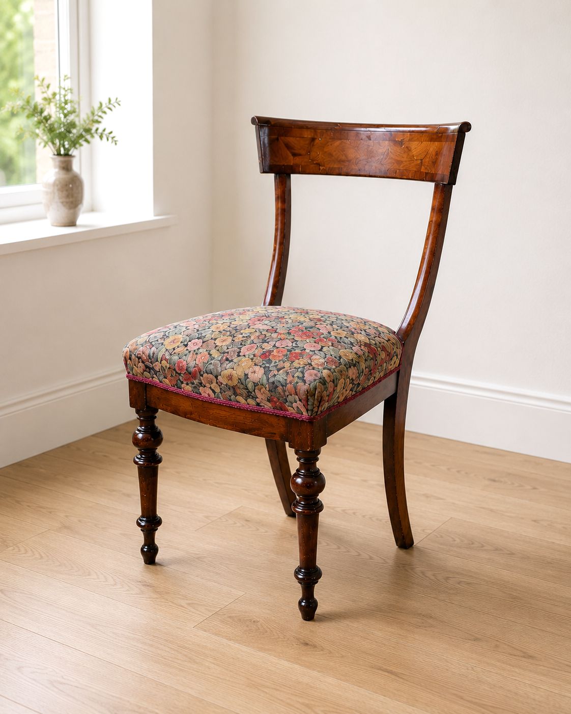 Antique Victorian Bow Back Dining Chair Mahogany Hall Bedroom Side Chair 1 Of 3