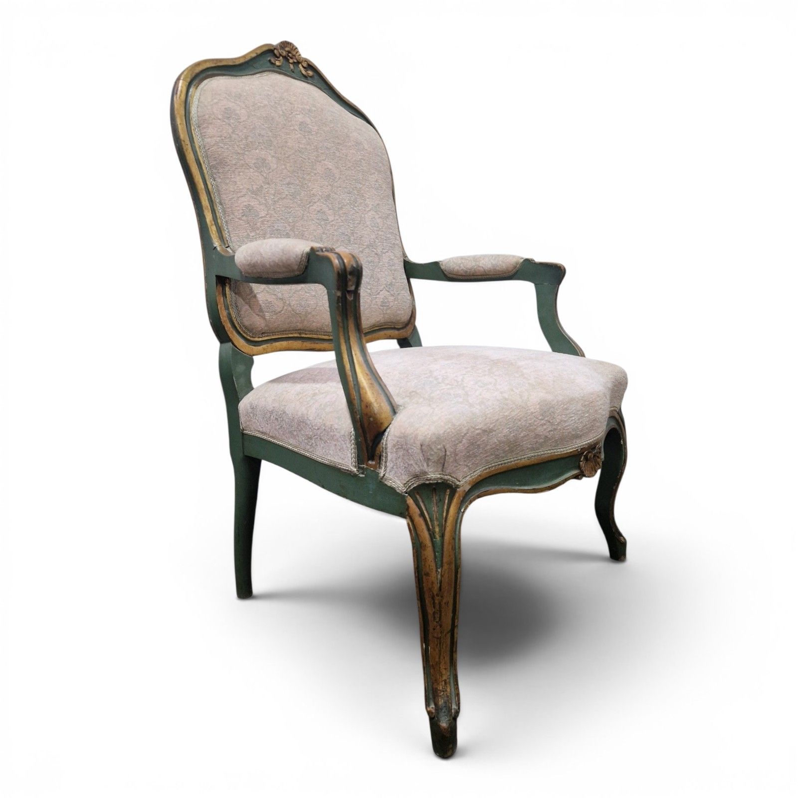 175.0 French Painted Armchair Louis XV Style Bedroom Chair Accent Occasional Seat photo
