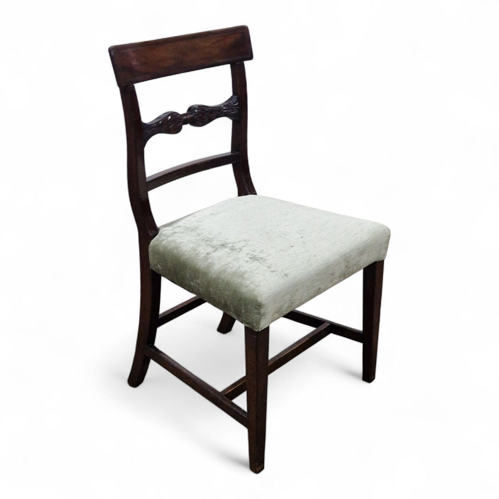 photo furniture Antique Regency Mahogany Side Chair Hall Bedroom Desk Chair Carved Back Seat