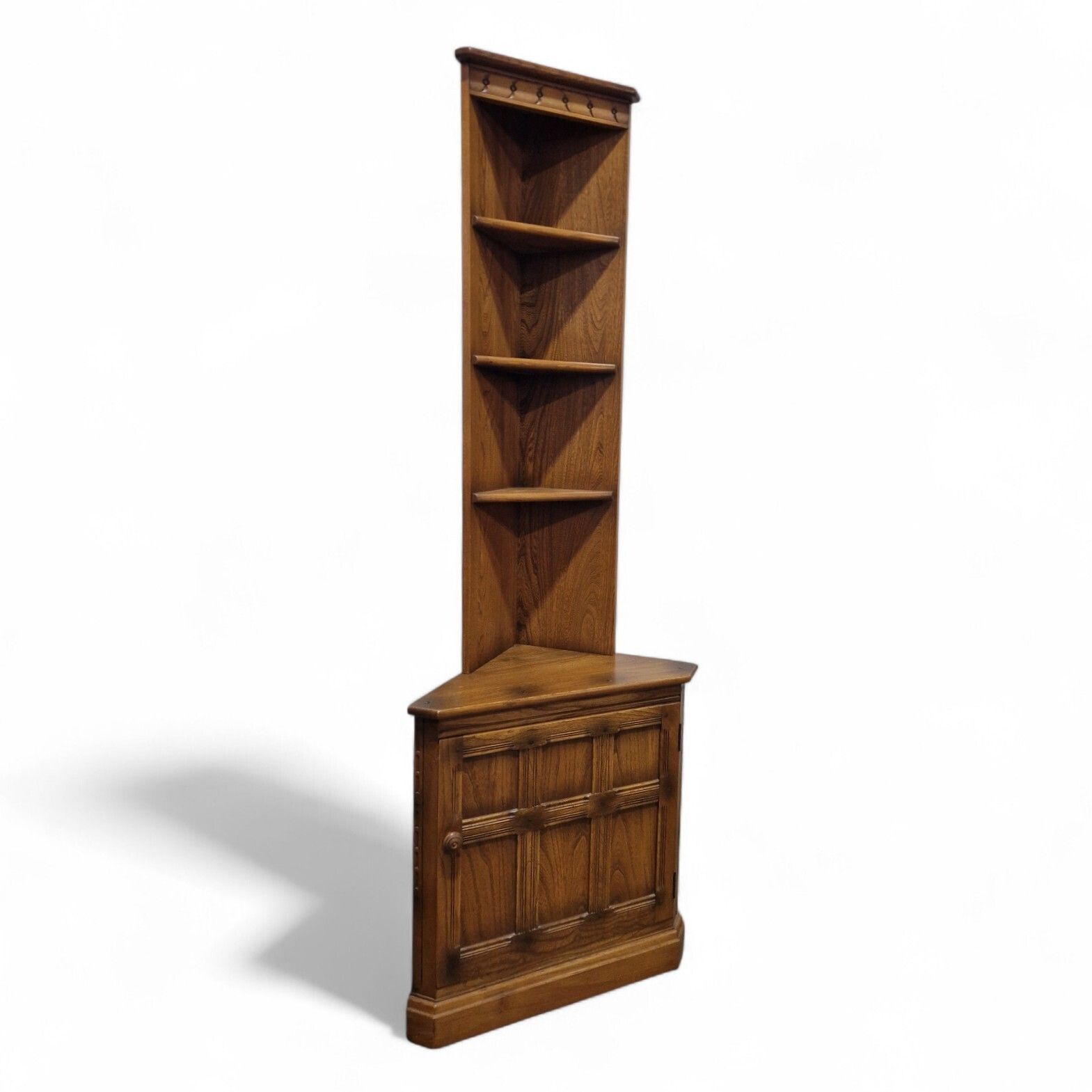 Vintage Ercol Elm Corner Cabinet Cupboard Display Shelves Storage Unit 1 Of Pair photo 175.0