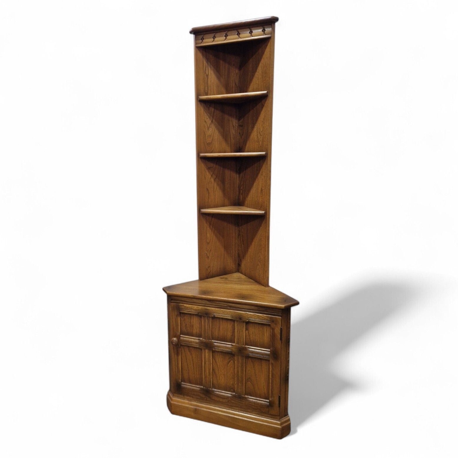 Vintage Ercol Elm Corner Cabinet Cupboard Display Shelves Storage Unit 1 Of Pair photo vinterior
