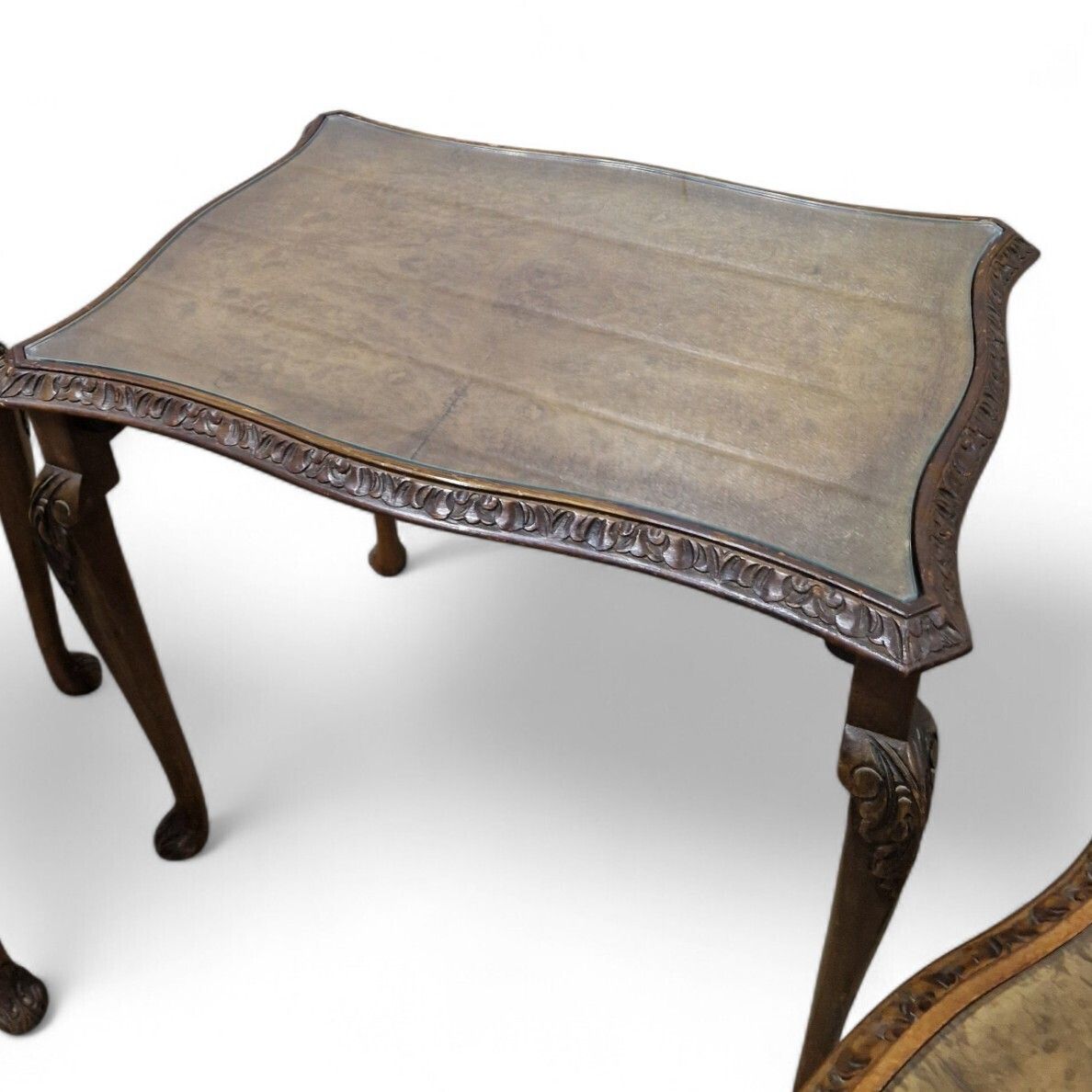 photo furniture Nest Of 3 Carved Side Tables Cabriole Leg Nesting Tables Occasional Tables Set