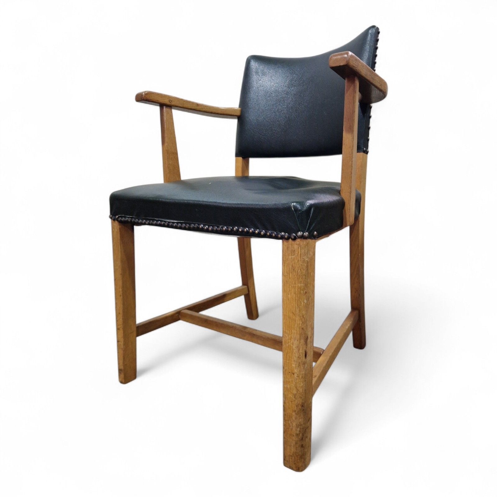 Vintage Oak Office Desk Chair Arts & Crafts Armchair Study Library Seat photo furniture