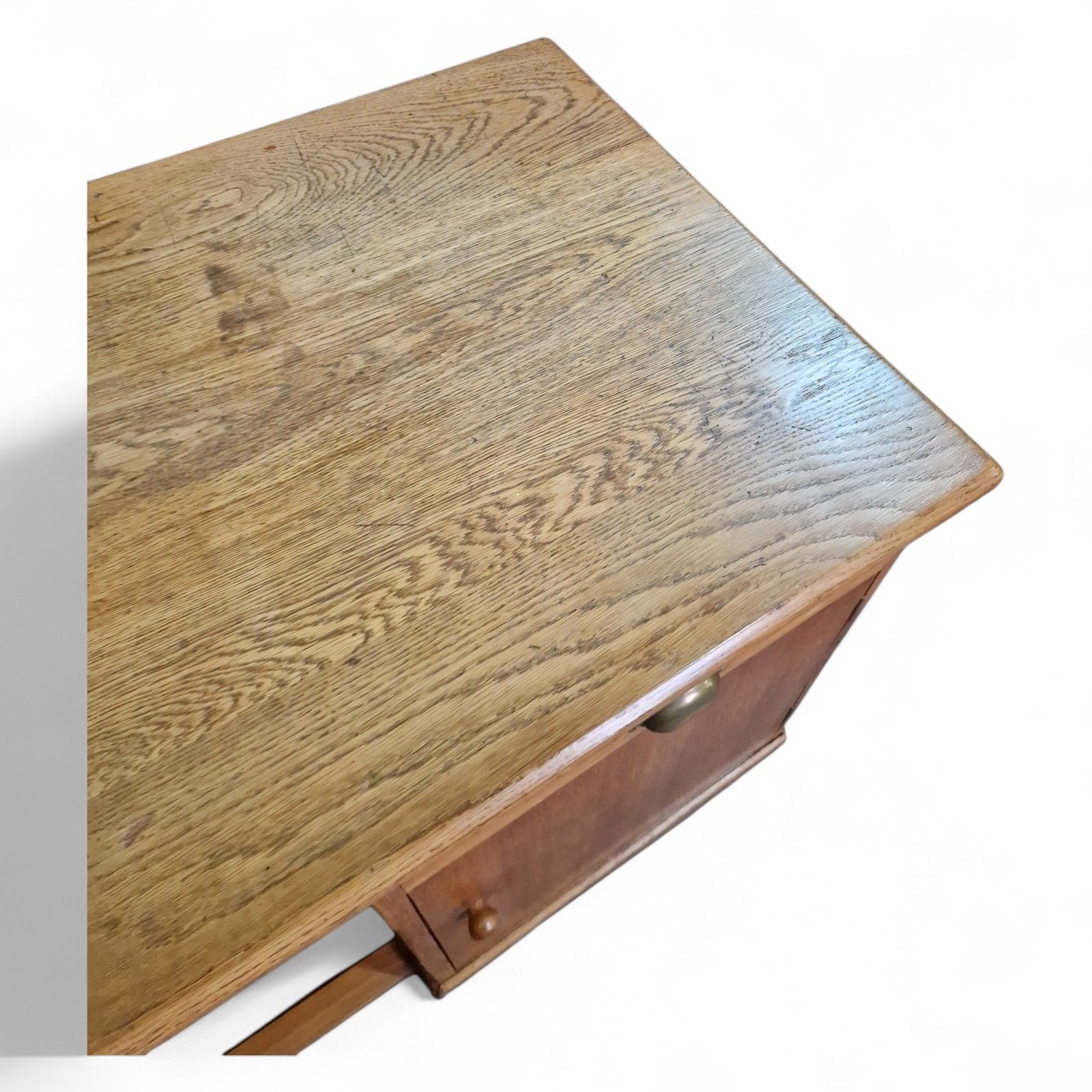 photo furniture Antique Oak Single Pedestal Desk Industrial Writing Desk Panelled Office Desk
