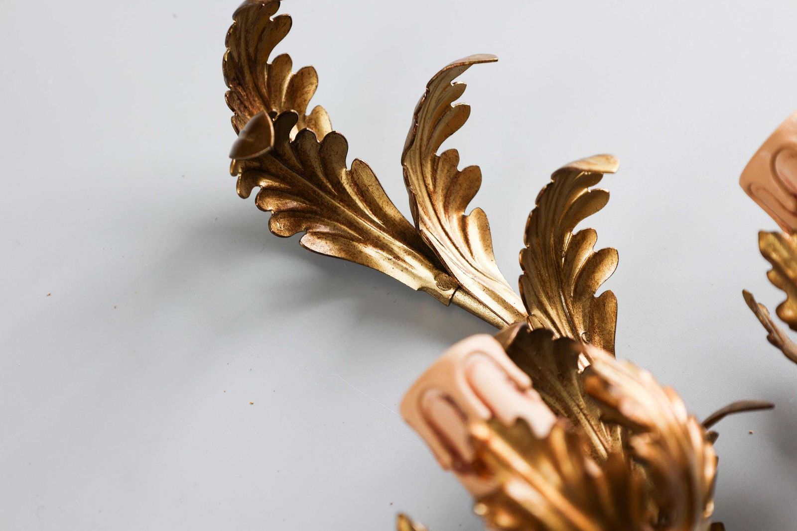 1 Of 3 Vintage Italian Gilt Metal Wall Sconces, Florentine Style, 1970s. photo buy