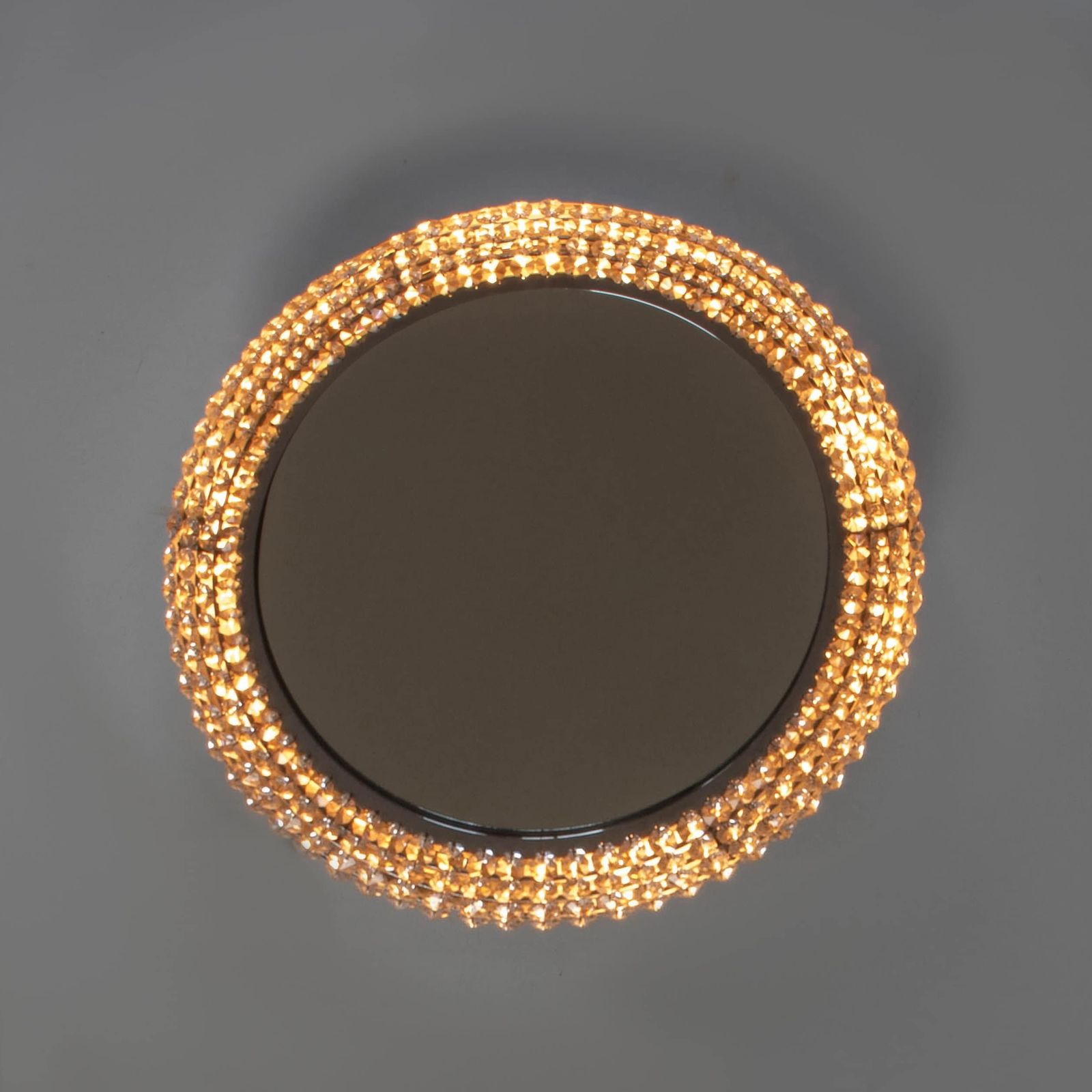 Miroir mid-century en verre cristal rétroéclairé Palwa, années 1970 photo furniture