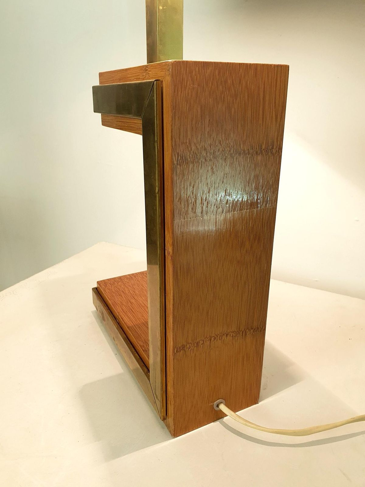 Lighting Post Modern Table Lamp By Liwan's, Brass & Bamboo, Italy, 1970s photo