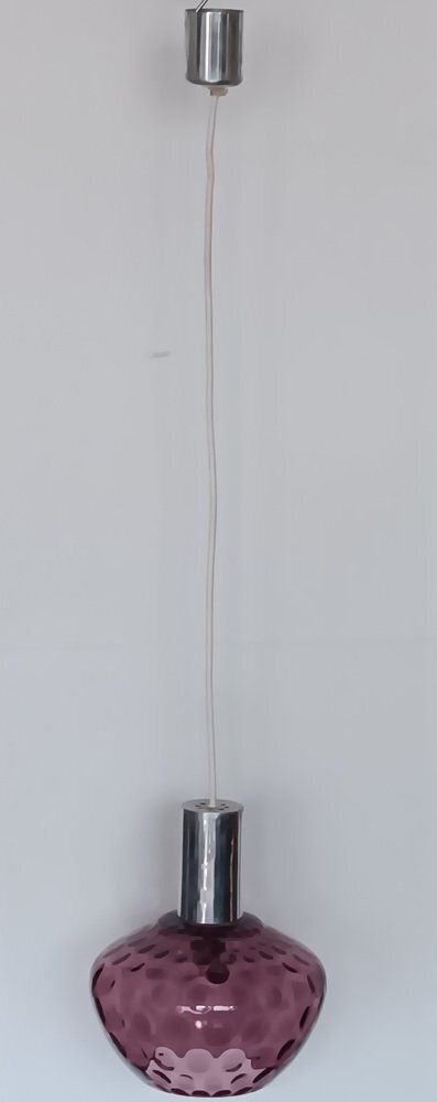 Vintage hanglamp met paars glas, jaren 1960 photo 410.0