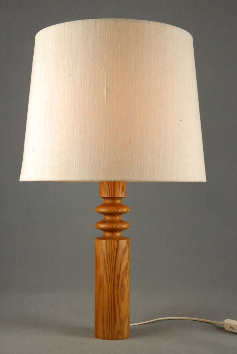 Pine Table Lamp By Uno Kristiansson For Luxus, 1970s photo for sale