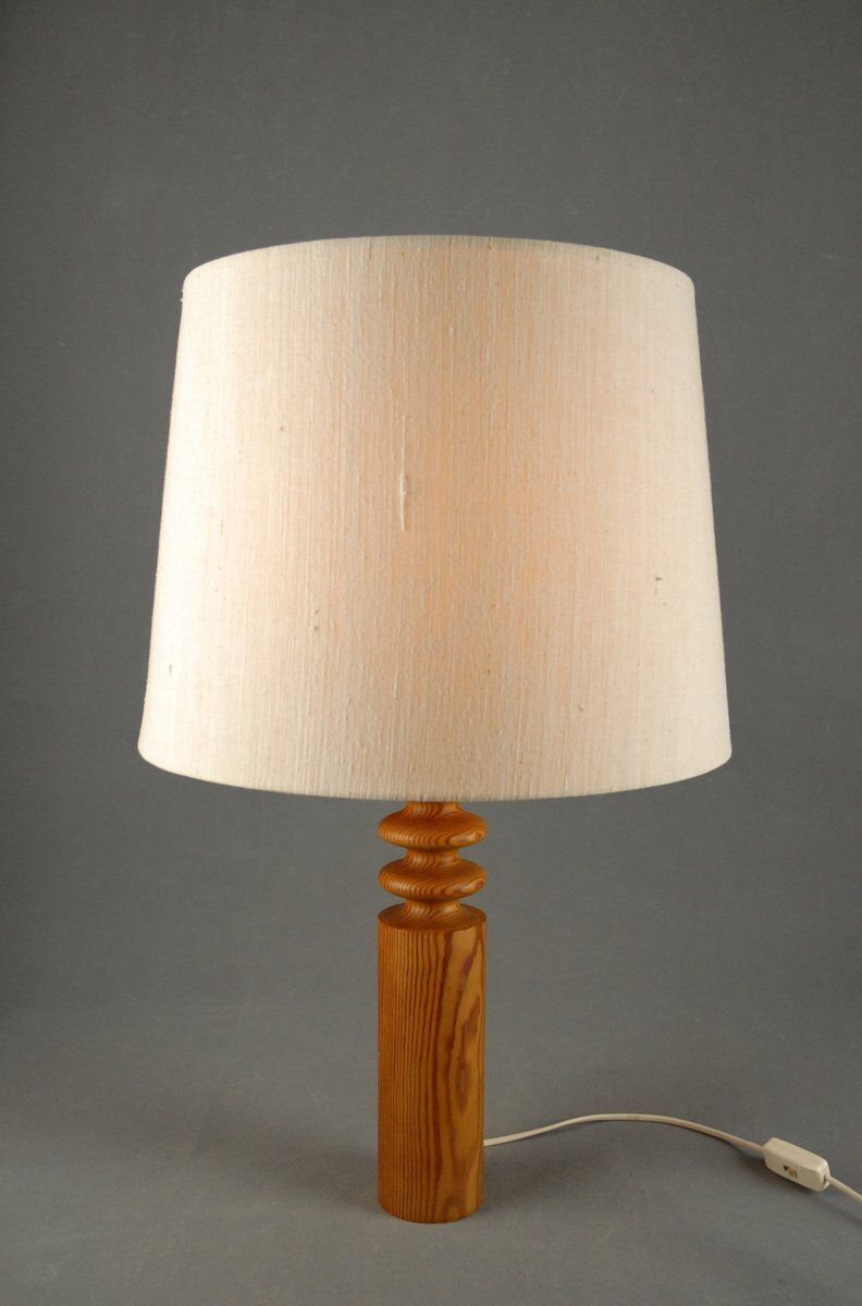 Pine Table Lamp By Uno Kristiansson For Luxus, 1970s photo Lighting
