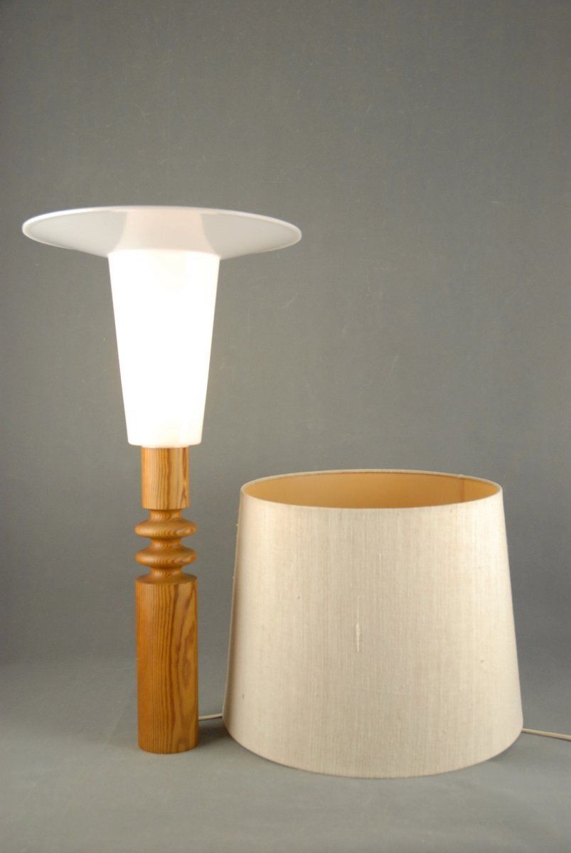 Pine Table Lamp By Uno Kristiansson For Luxus, 1970s photo buy