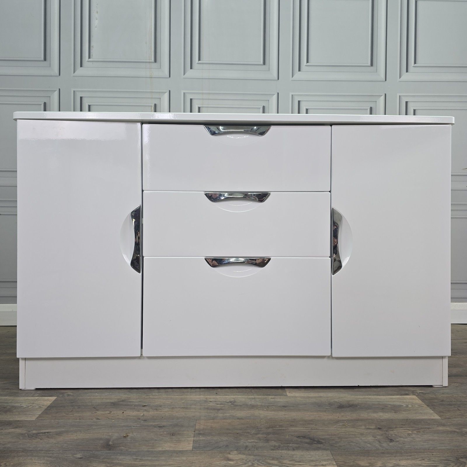 photo furniture Contemporary Gloss White Sideboard Cabinet Cupboard & Drawers Modern Storage