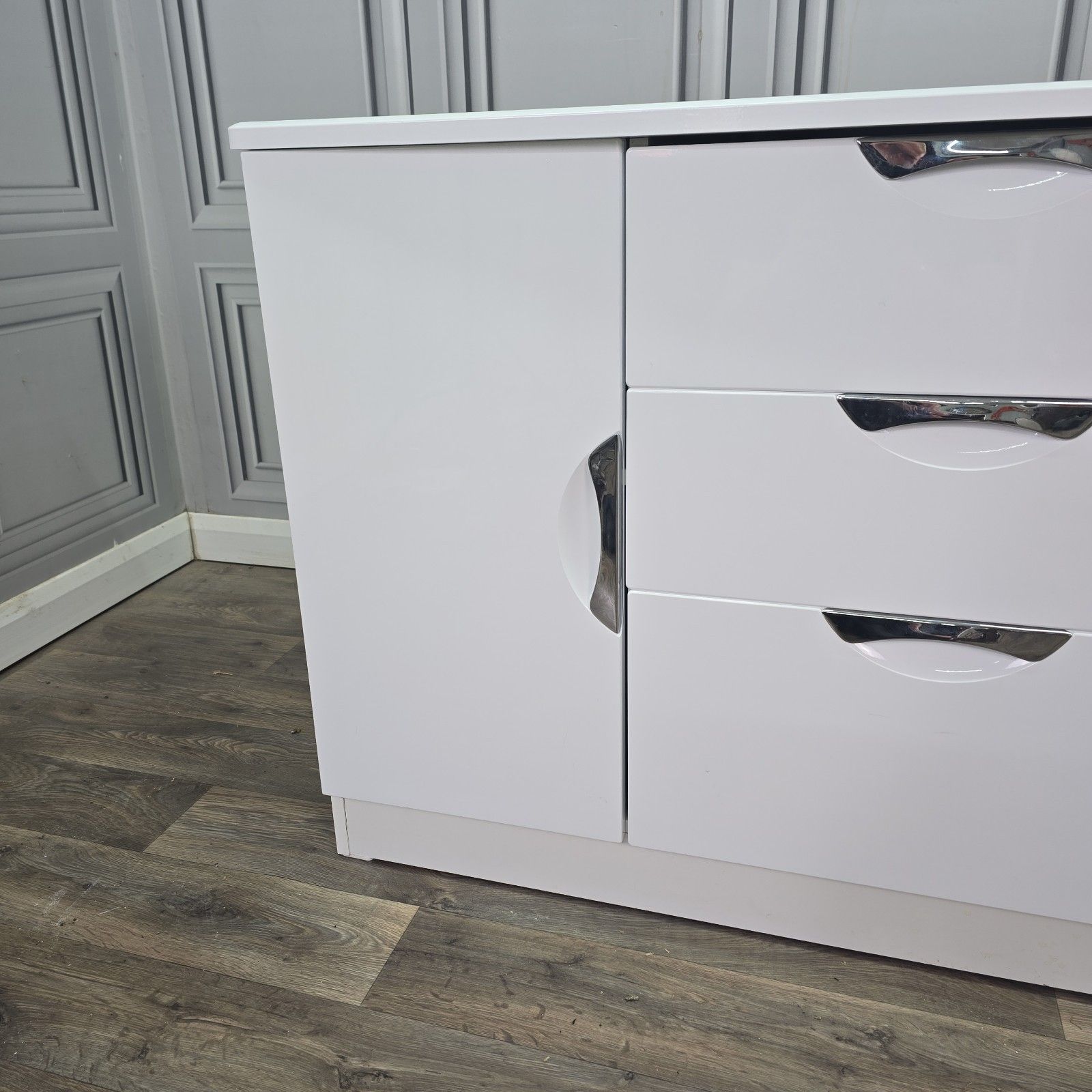 photo for sale Contemporary Gloss White Sideboard Cabinet Cupboard & Drawers Modern Storage