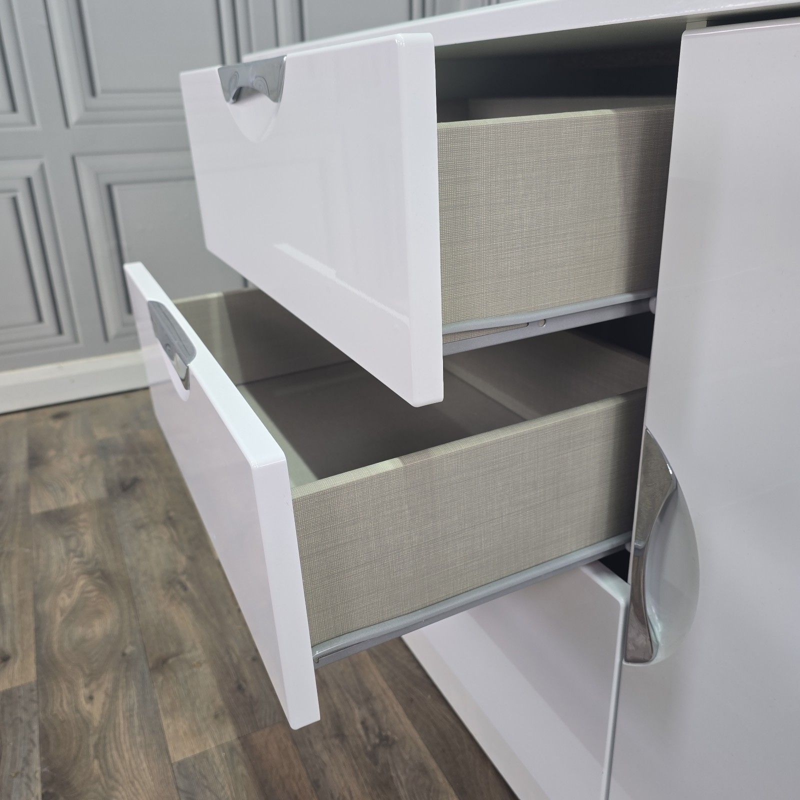 photo buy Contemporary Gloss White Sideboard Cabinet Cupboard & Drawers Modern Storage