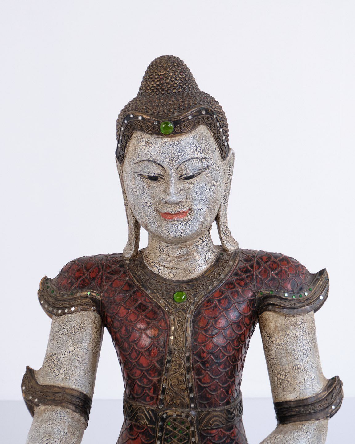 Buddha Figure In Carved Wood With Reddish Patina From Thailand, 1920s photo 1089.0
