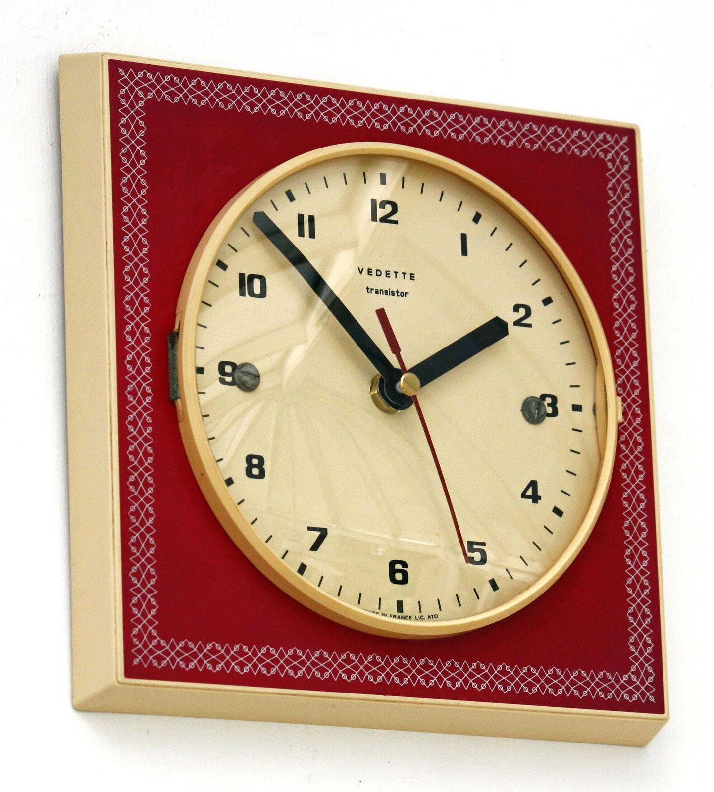 Vintage Vedette Wall Clock   20cm French Retro Mid Century Style Clock Red Gift Off The Wall Clocks
