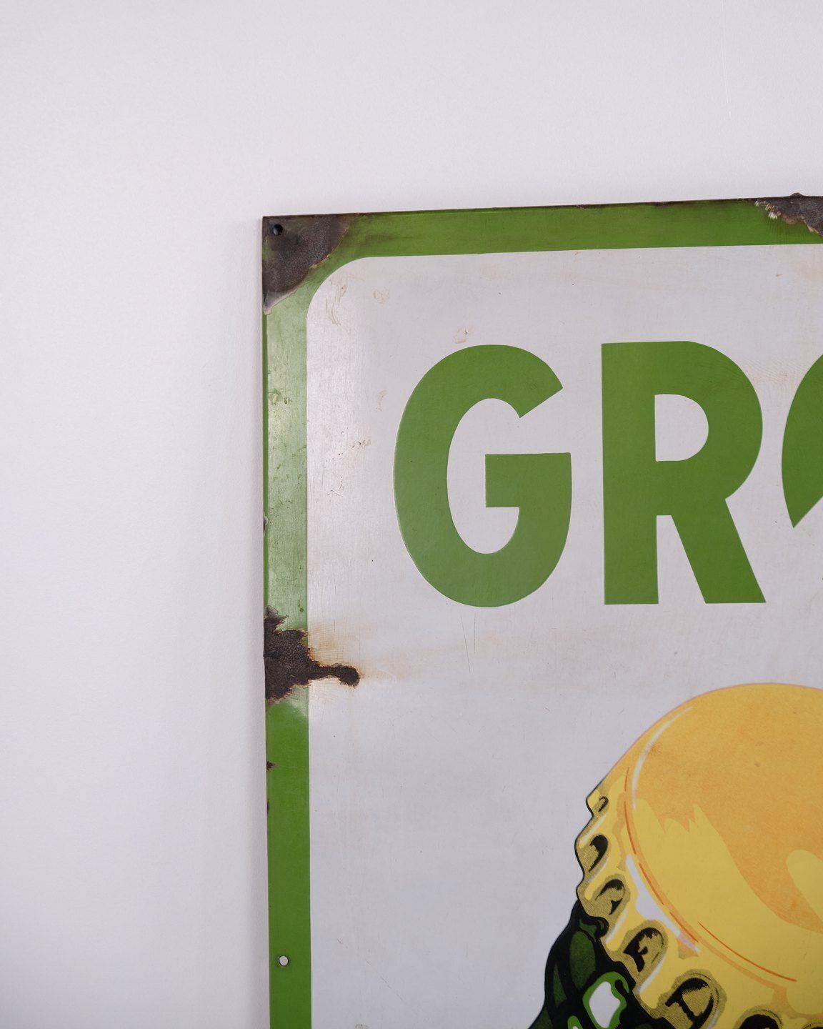 Large Tuborg Enamel Sign From Copenhagen Featuring The Green Tuborg Bottle photo for sale