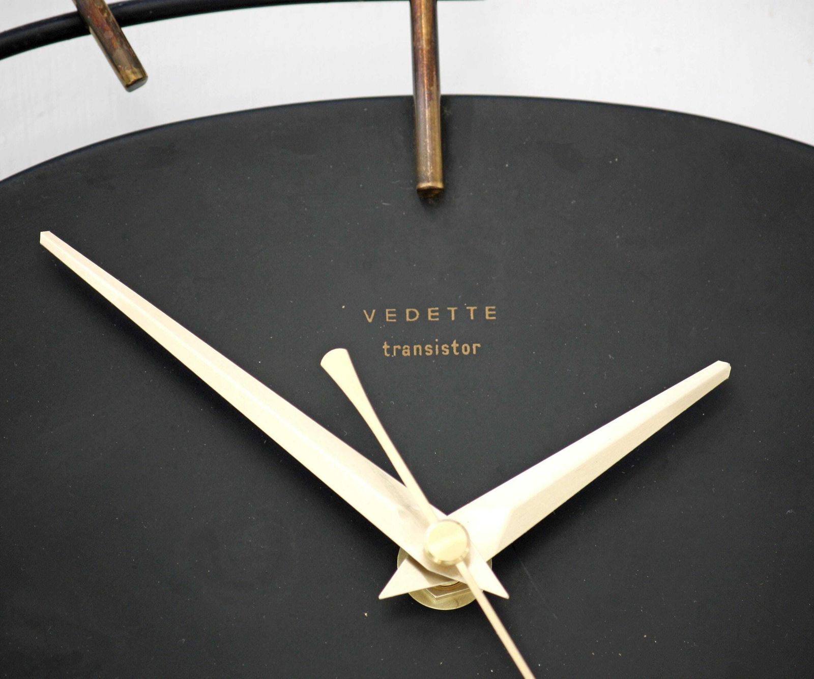 Vintage Vedette Wall Clock   31cm Sunburst French Starburst Metal Retro Atomic Black Clock Gift Off The Wall Clocks photo for sale