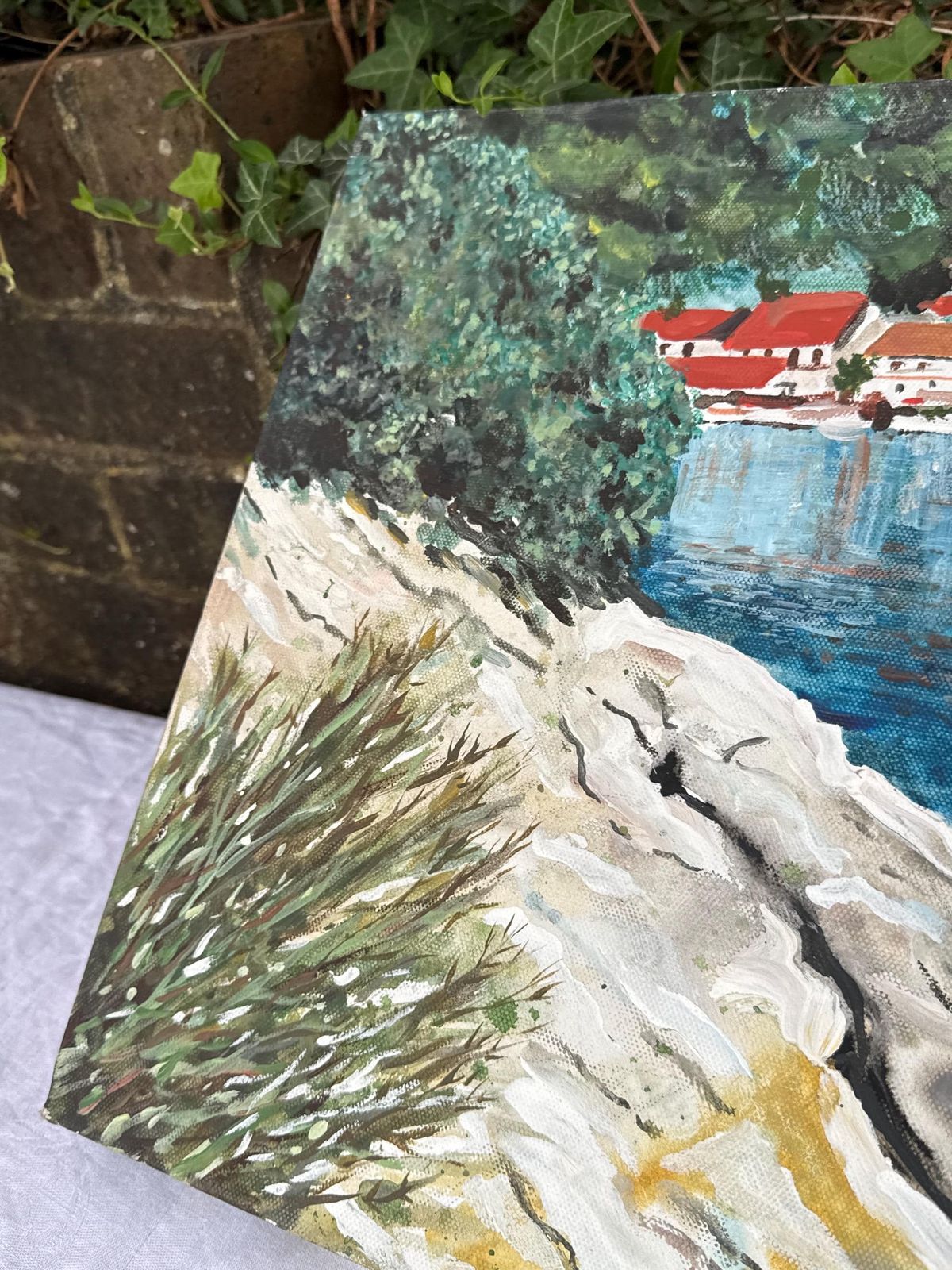 Original Vintage Coastal Oil Painting On Canvas By Sussex Artist Mark Fisher photo 120.0