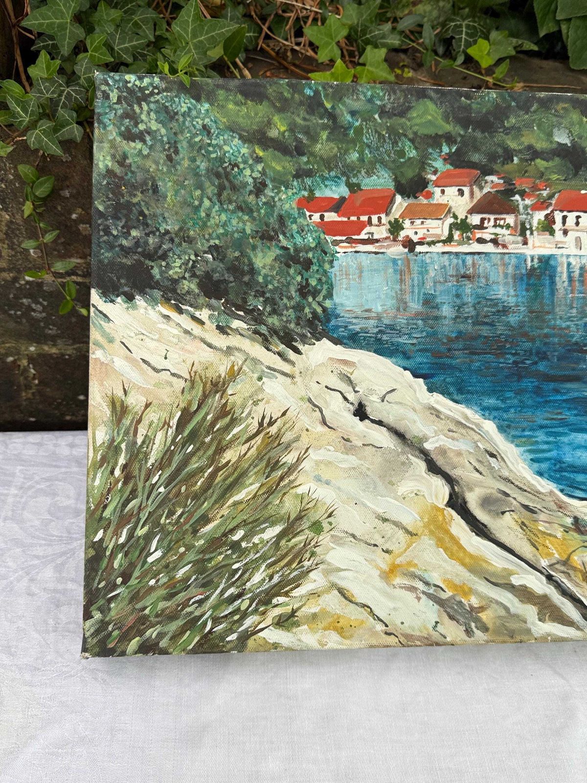 photo buy Original Vintage Coastal Oil Painting On Canvas By Sussex Artist Mark Fisher