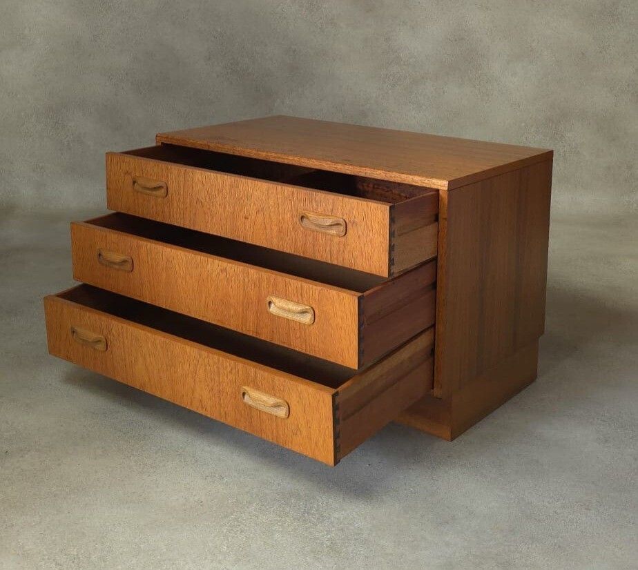 Furniture Mid Century G Plan Fresco Teak Chest Of Drawers 3 Drawer Chest photo