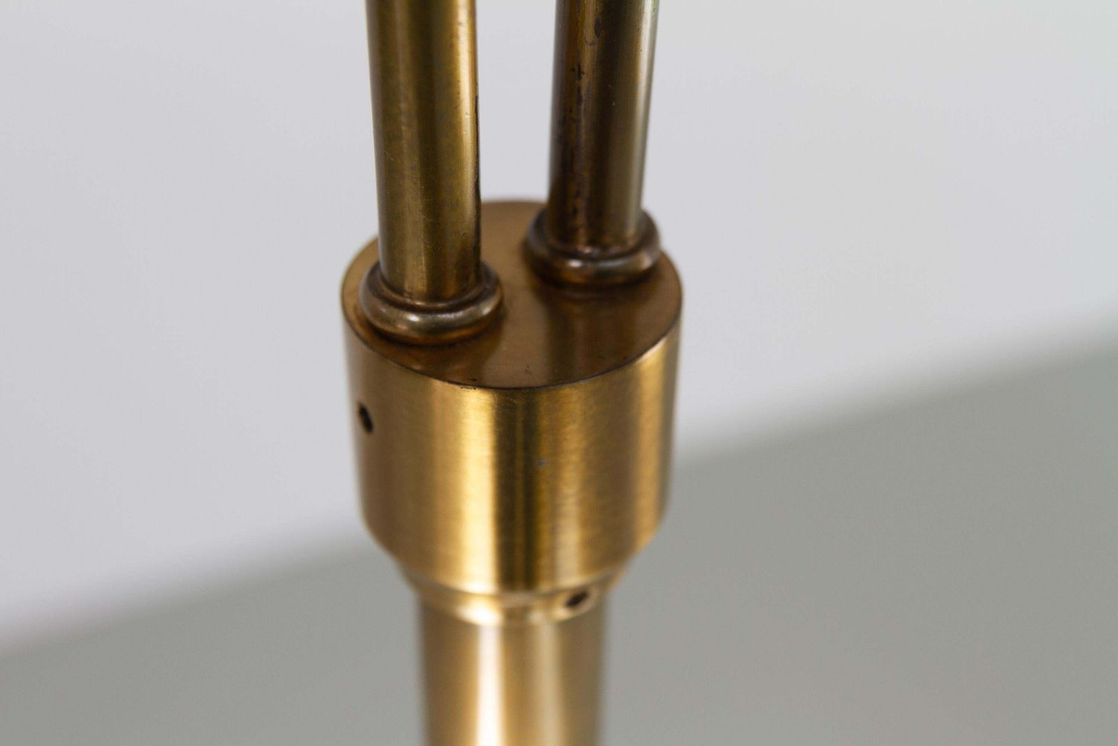 2113.0 Scandinavian Art Deco Floor Lamp In Brass And Glass, 1920s. photo