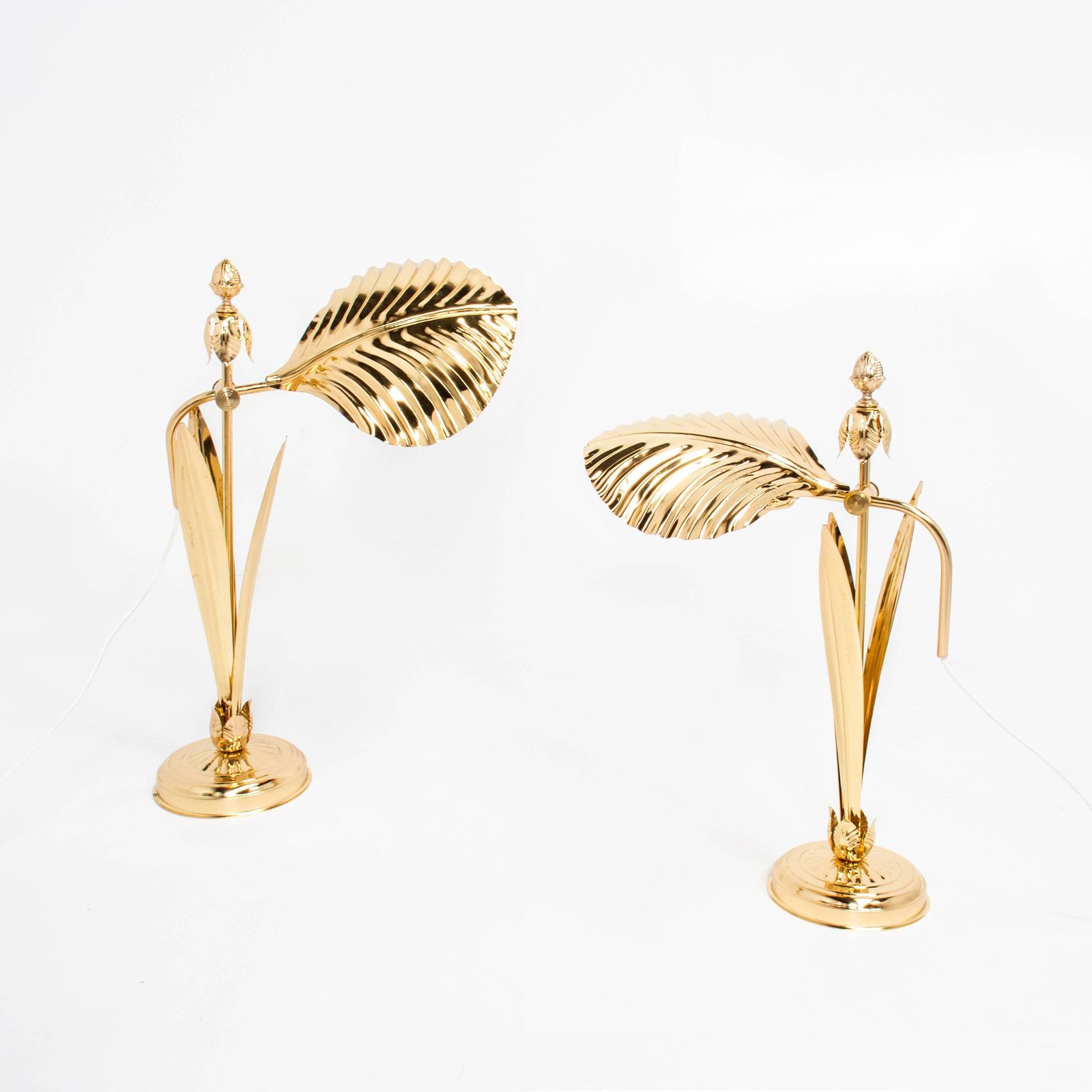A Set Of Two Gold Mid Century Adjustable Desk Table Lamps From The 80s. photo furniture