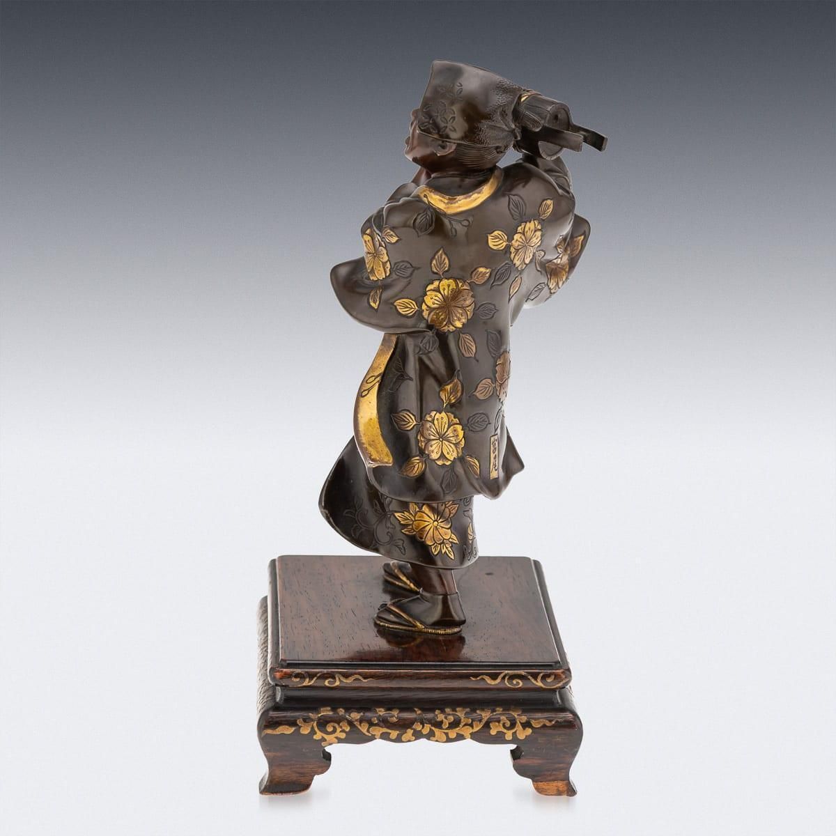 19thc Japanese Gilt Bronze Figure Of A Kawaraban By Miyao Eisuke Company C.1890 photo Home Decor