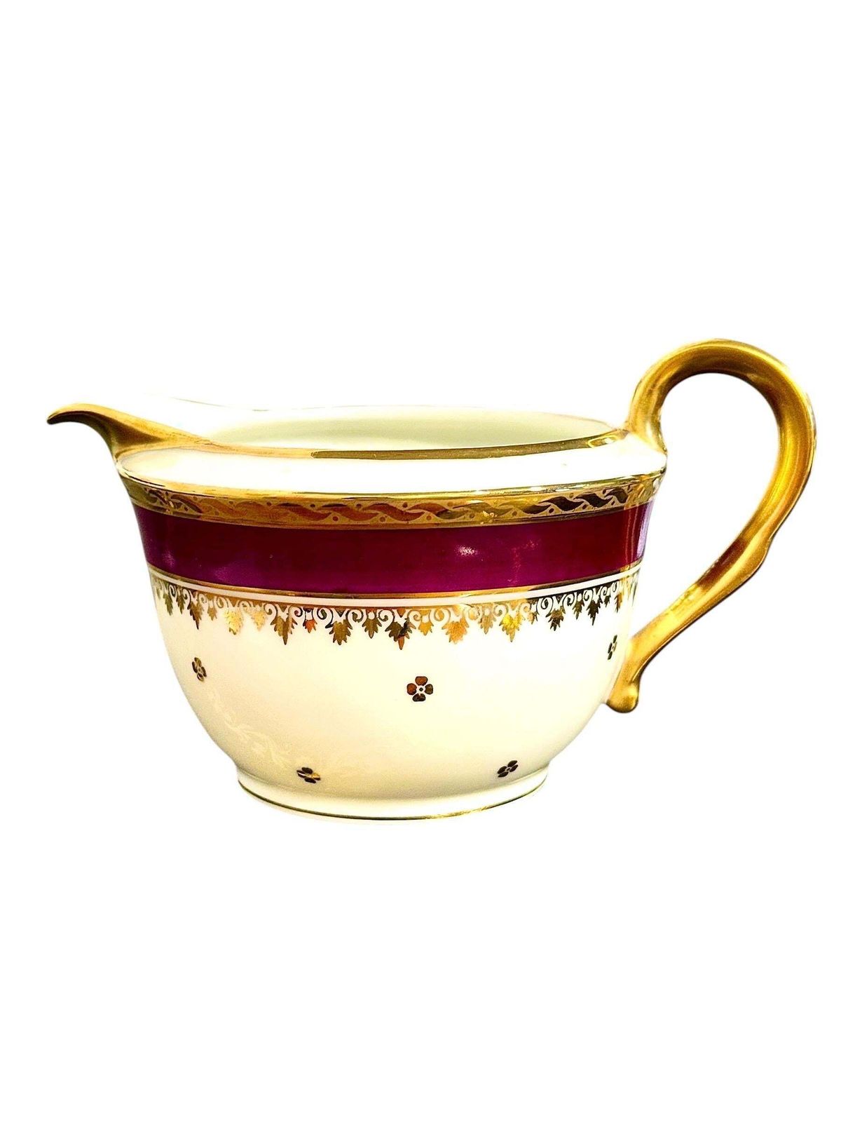 Home Decor Limoges Unique Porcelain Tea Service, Burgundy & Gilt, 20th Century photo