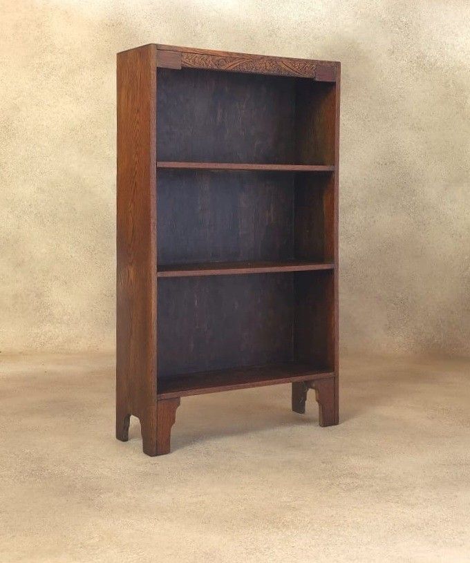 Furniture Antique Oak Arts & Crafts  Bookcase Small Bookshelf photo