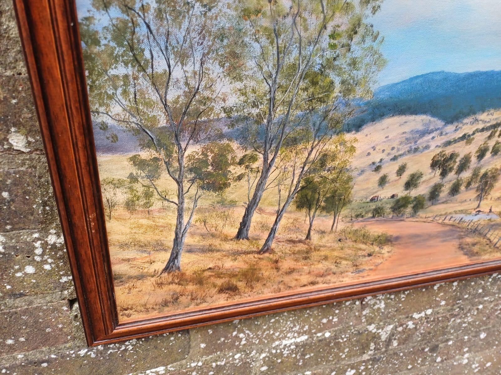 photo furniture Vintage Australian Landscape Oil Painting By Roger Tuck, Tambo Valley Victoria Australia