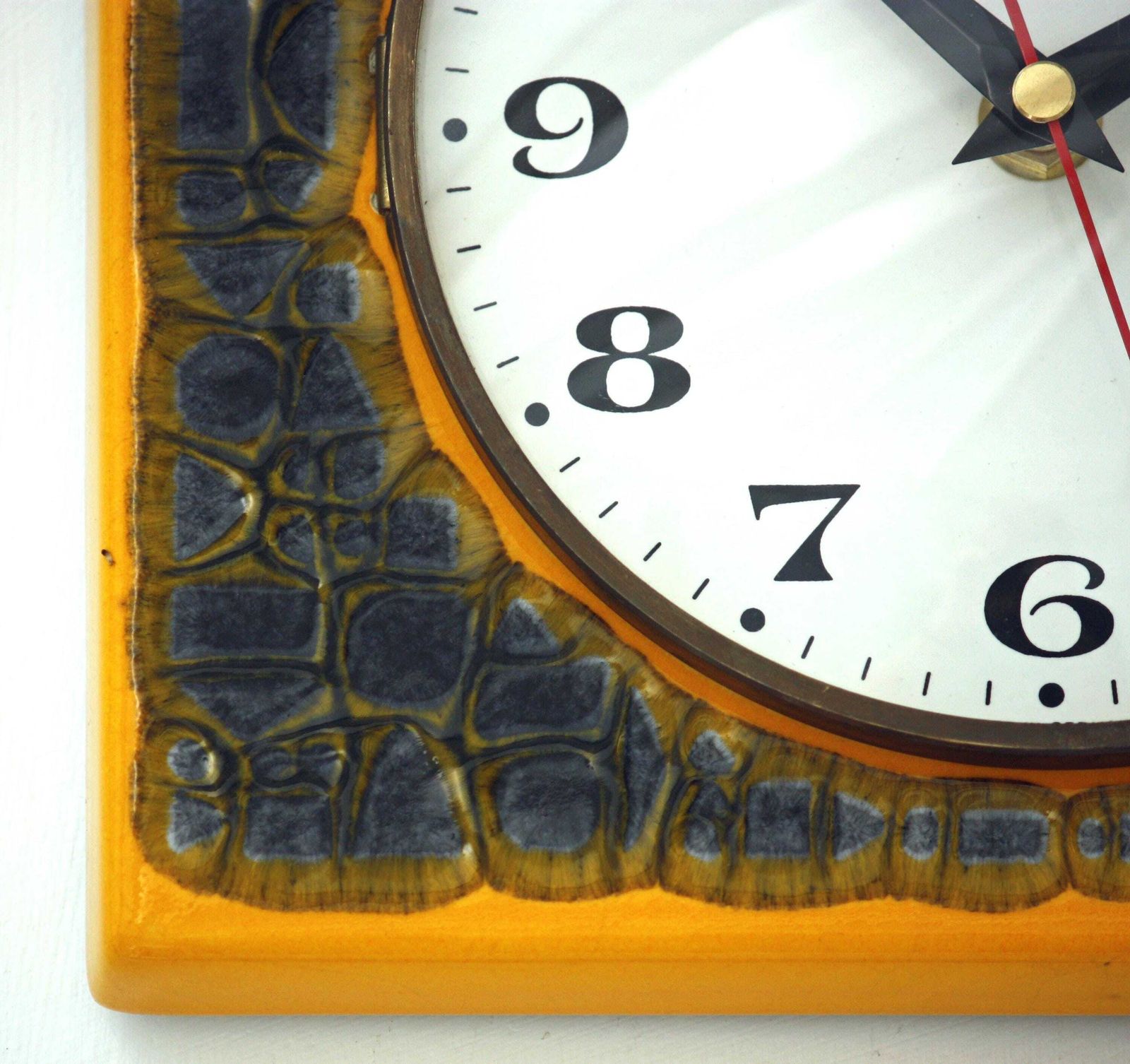 Vintage Hettich Wall Clock   22cm Ceramic Retro Style Mid Century Style Antique Yellow German Fat Lava Clock Gift Off The Wall Clocks photo Home Decor