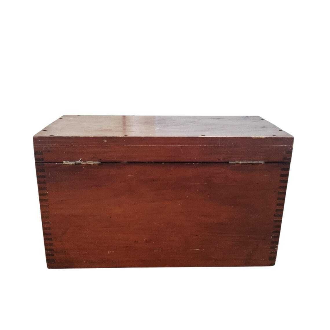 Large Antique Wooden Rustic Storage Box Gpo (General Post Office)  Industrial Storage Chest photo vinterior