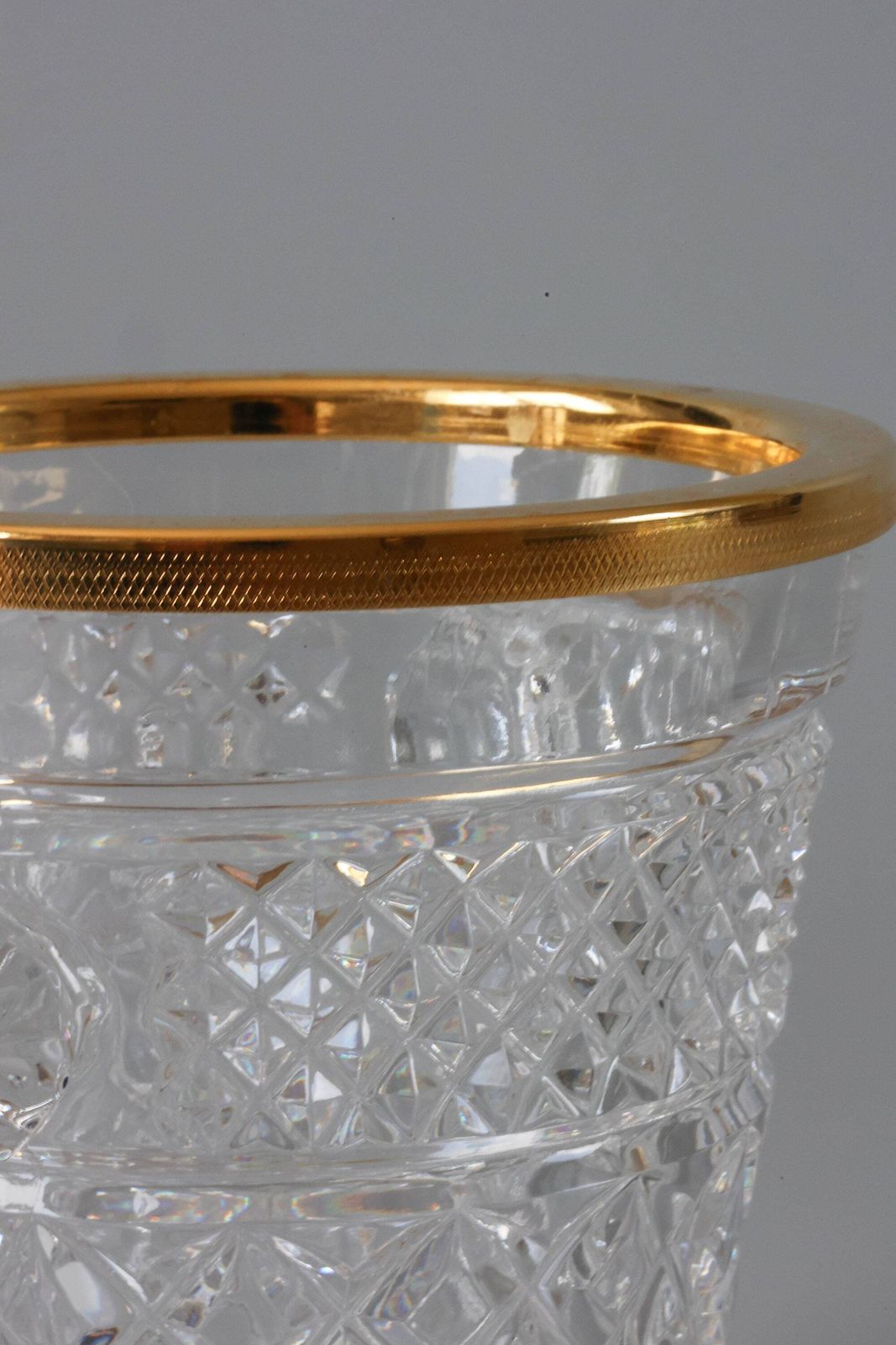 Bohemian Gold Crystal Ice Bucket, 1960s. photo 104.0