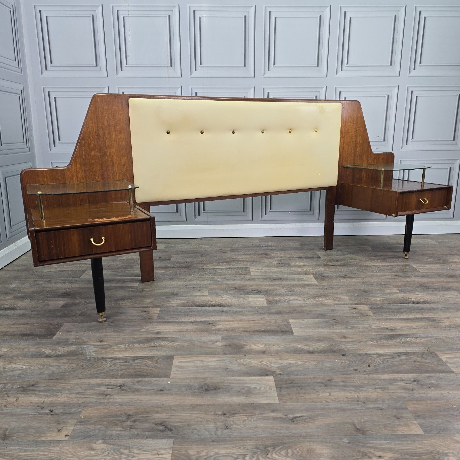 Vintage G Plan Headboard Tola Bedside Tables Cabinets Mid Century Double Bed
