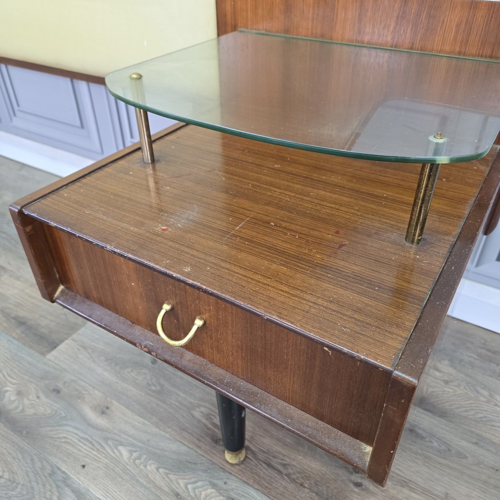 Vintage G Plan Headboard Tola Bedside Tables Cabinets Mid Century Double Bed photo vintage