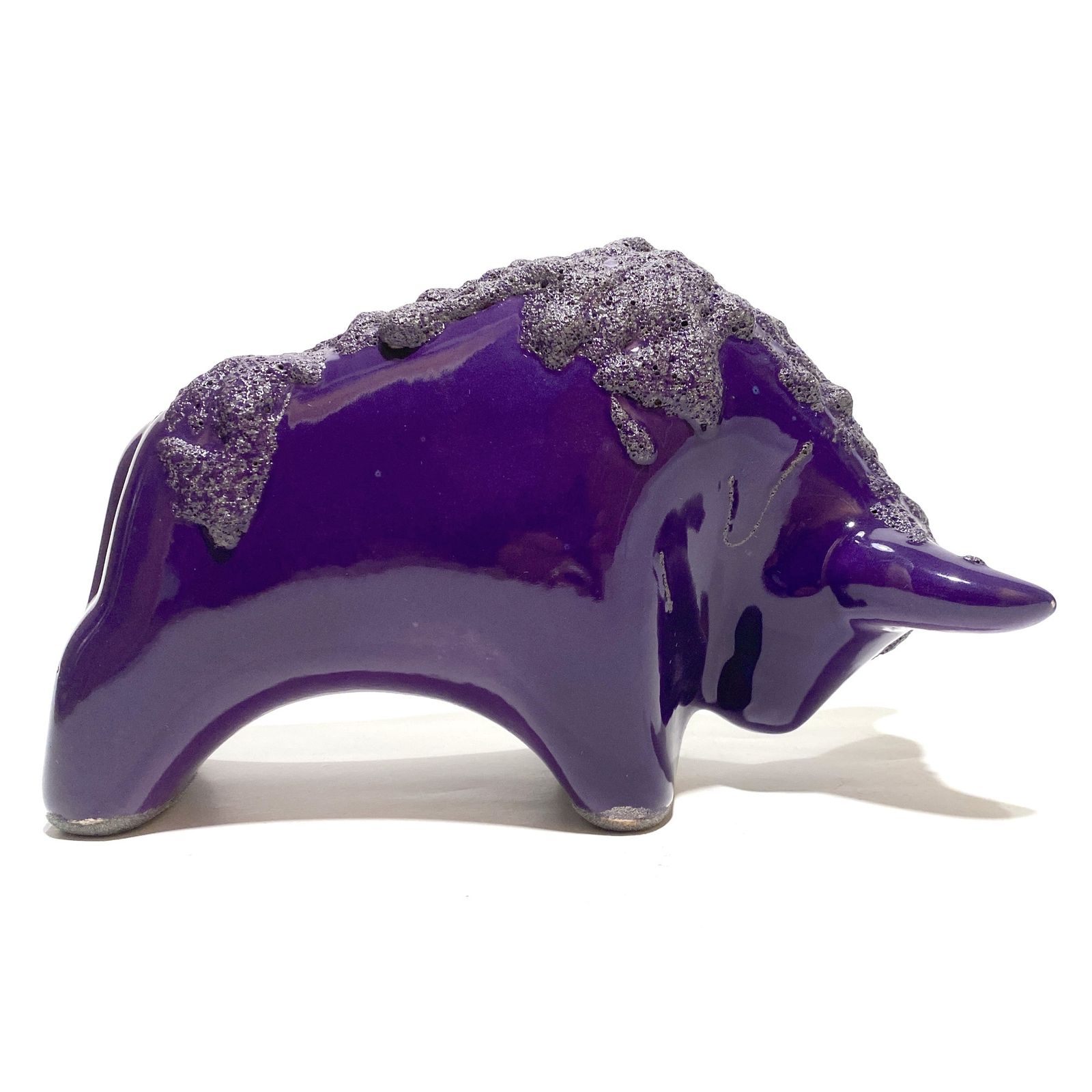 Otto Keramik Bull In Purple Fat Lava Glaze, West German Pottery Style Sculpture photo Art