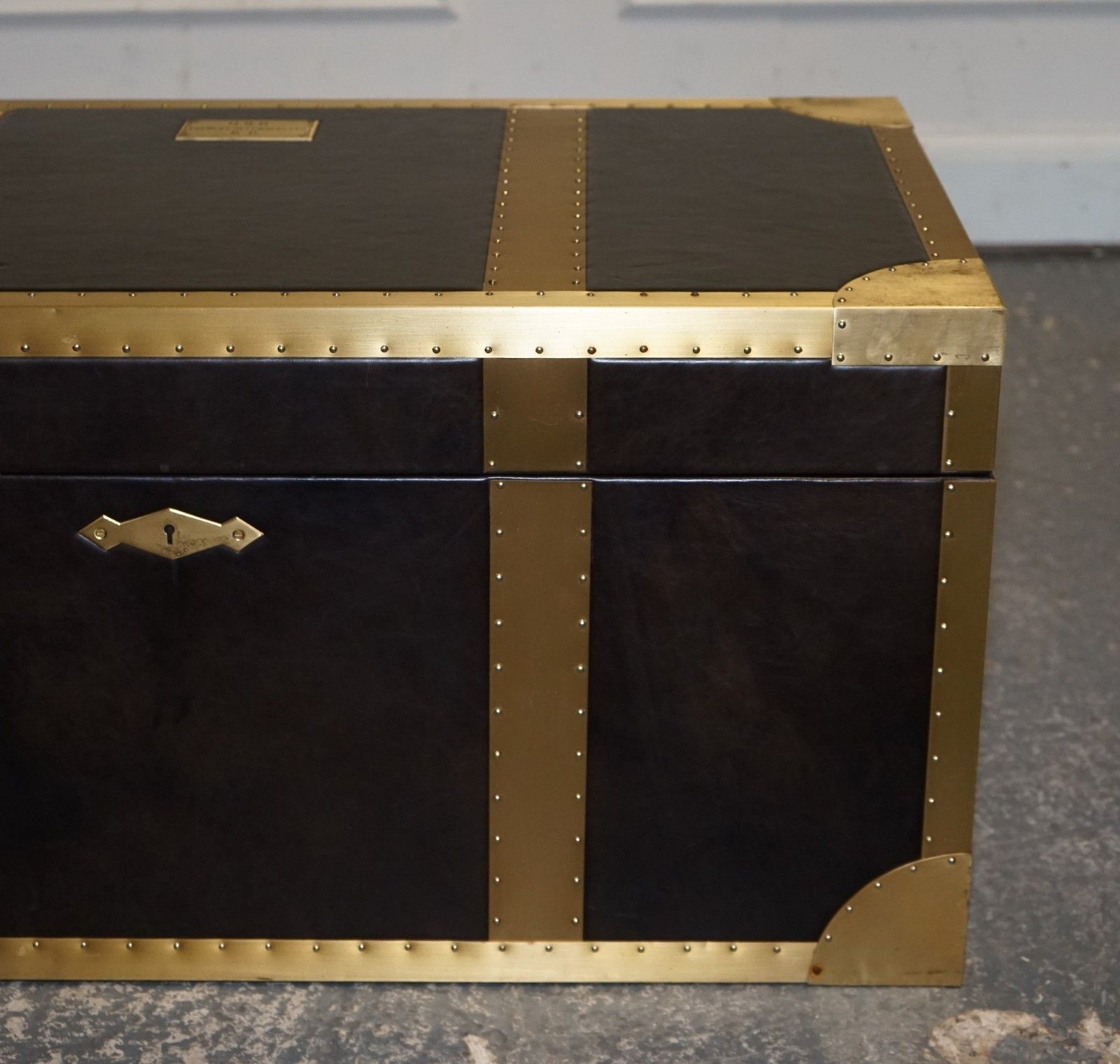 Timothy Oulton Cumberland Collection Storage Trunk With Red Velvet Lining photo Furniture