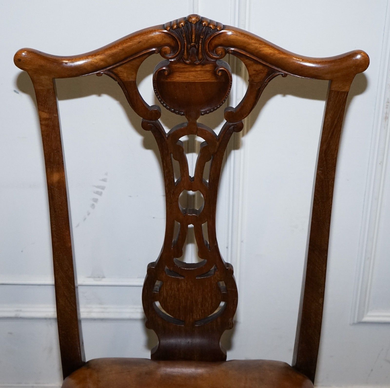 photo for sale Scottish Victorian Set 12 Restored Dyed Leather Dining Chairs By John Taylor