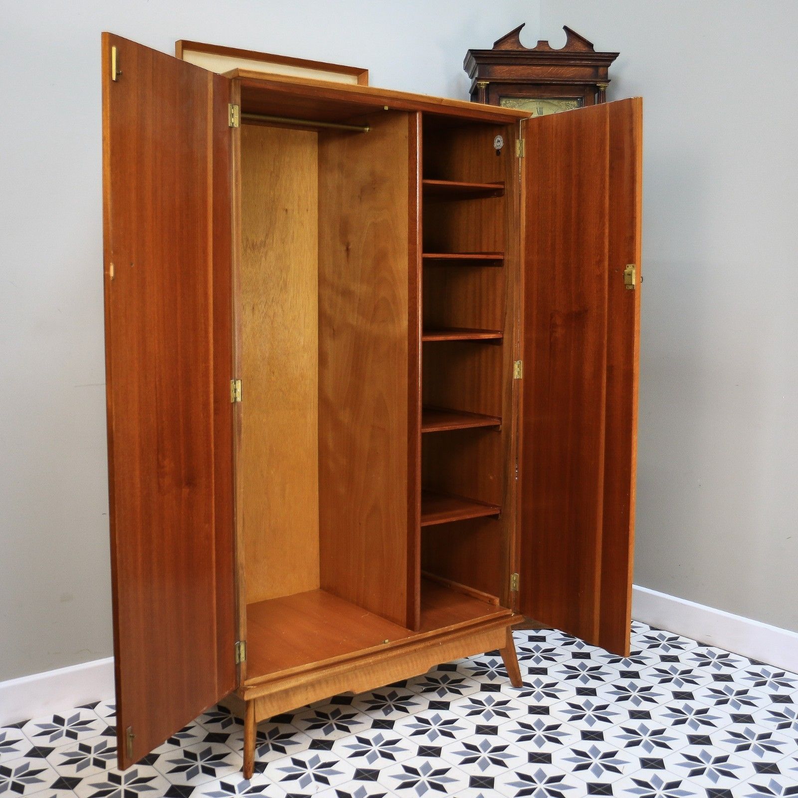 Alfred Cox Double Wardrobe In Walnut 1950s With Splayed Legs photo vintage