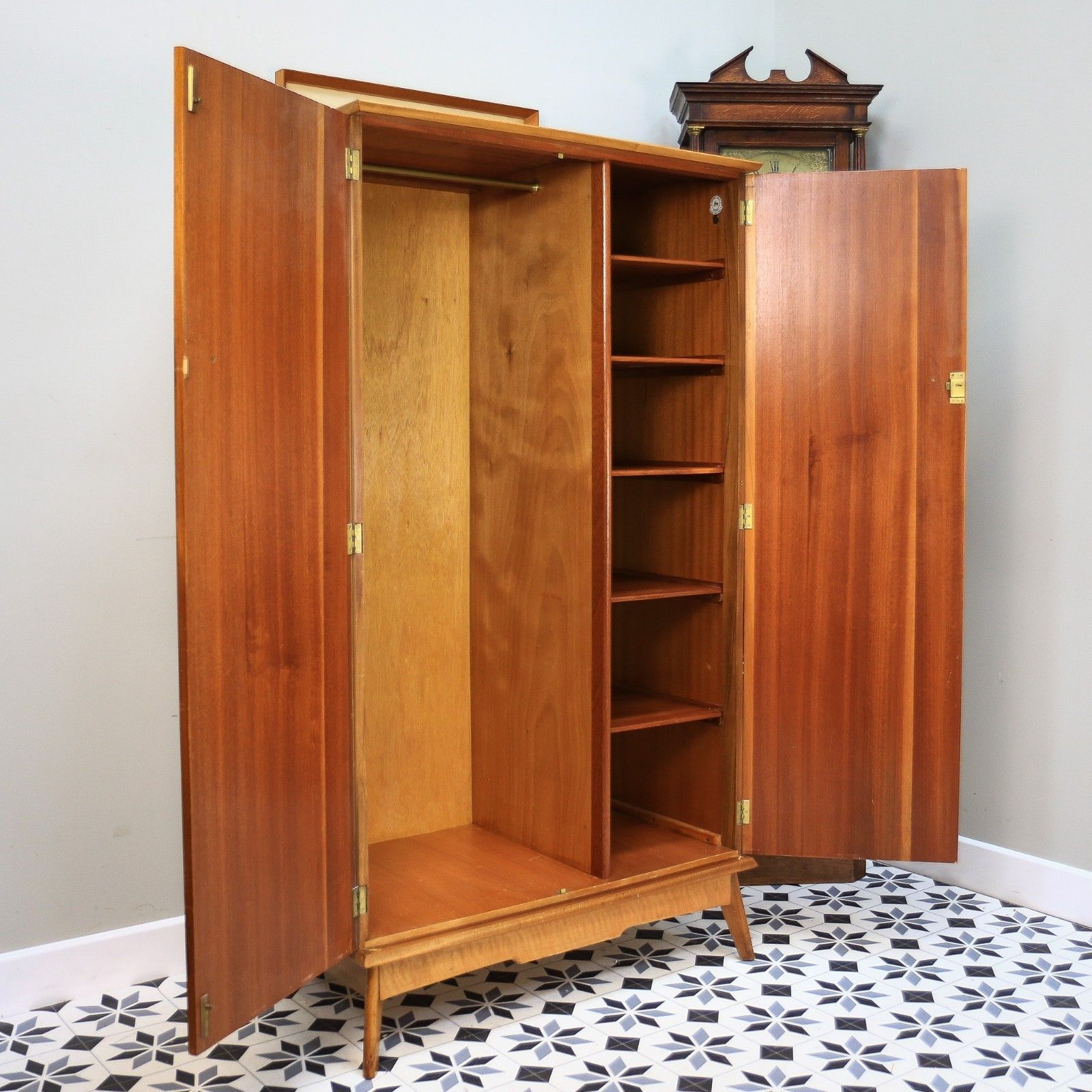 photo vinterior Alfred Cox Double Wardrobe In Walnut 1950s With Splayed Legs
