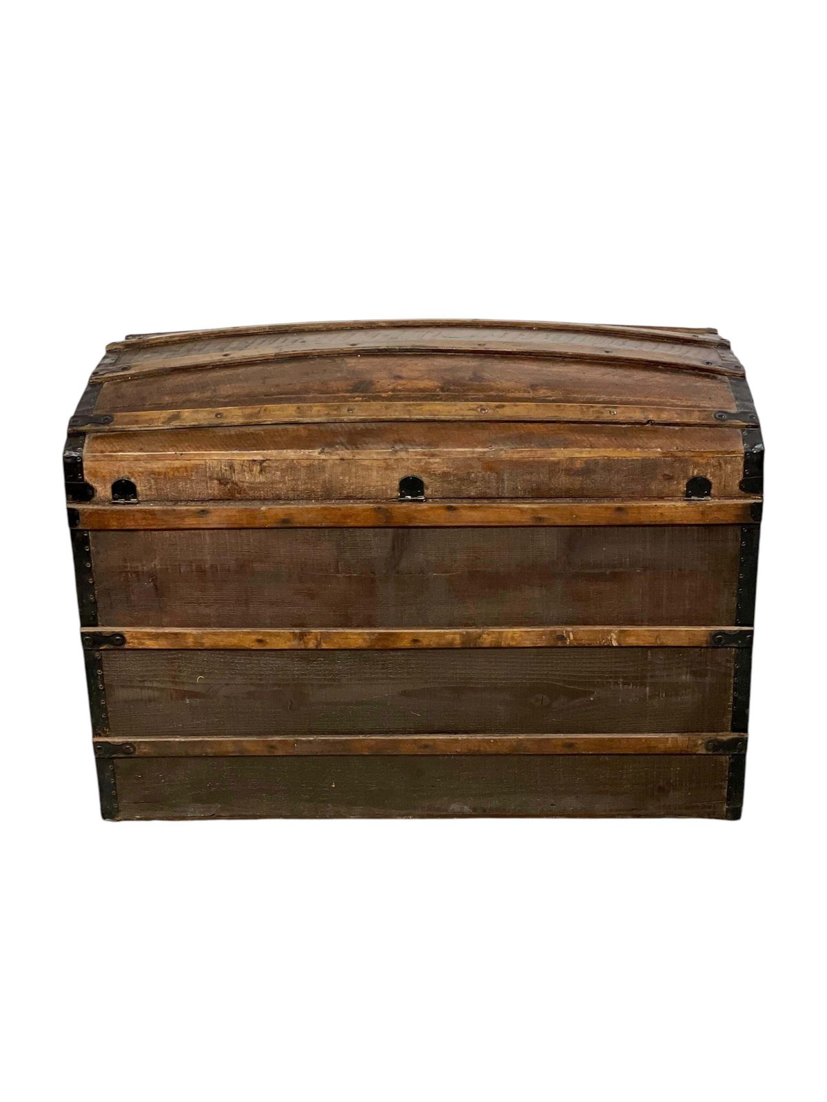 photo for sale Antique Dome Top Trunk, Handcrafted Pine & Iron, France, Circa 1880