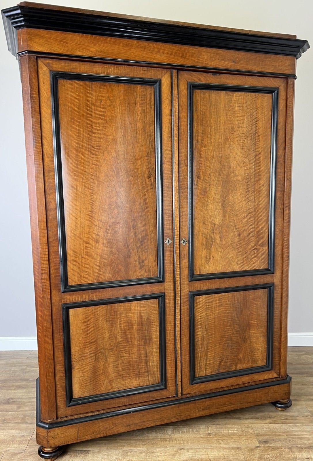 Wardrobe Antique French Style Walnut Two Door Carved Armoire Cabinet Lot 6132 photo for sale
