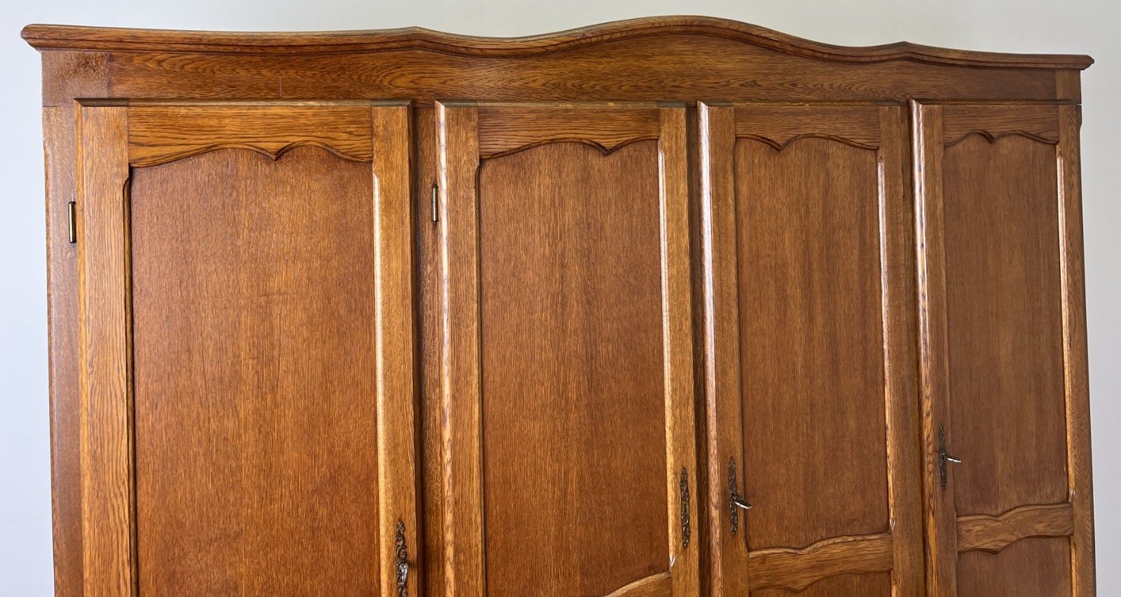 photo furniture Wardrobe Vintage French Louis XVI Style Oak Four Door Carved Armoire Lot 6131
