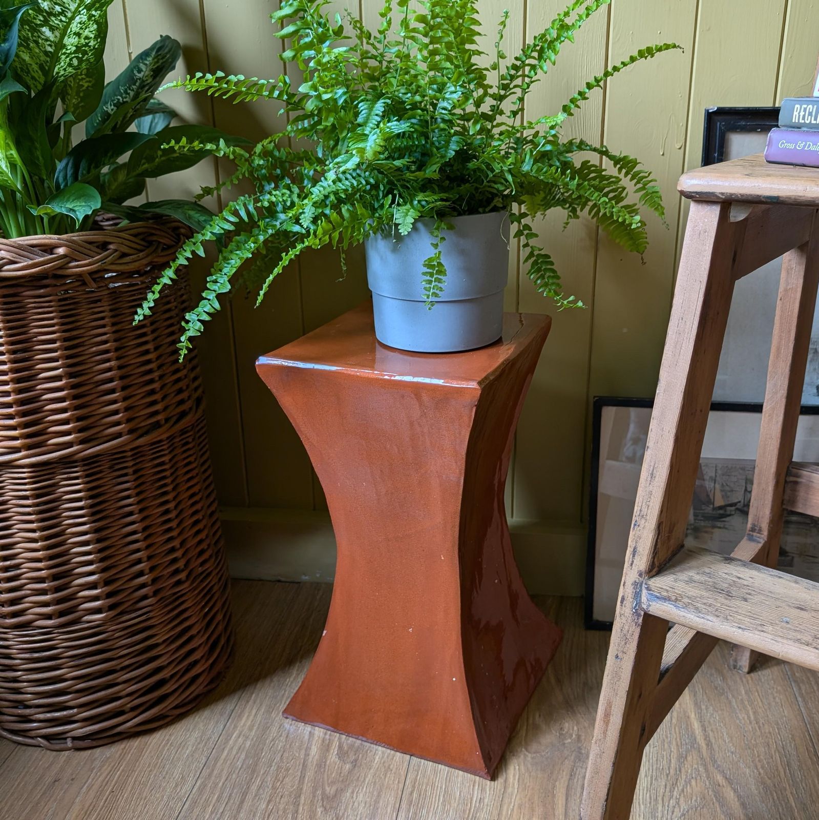 Mid Century Terracotta Ceramic Pedestal Side Table, 1960s/70s photo furniture