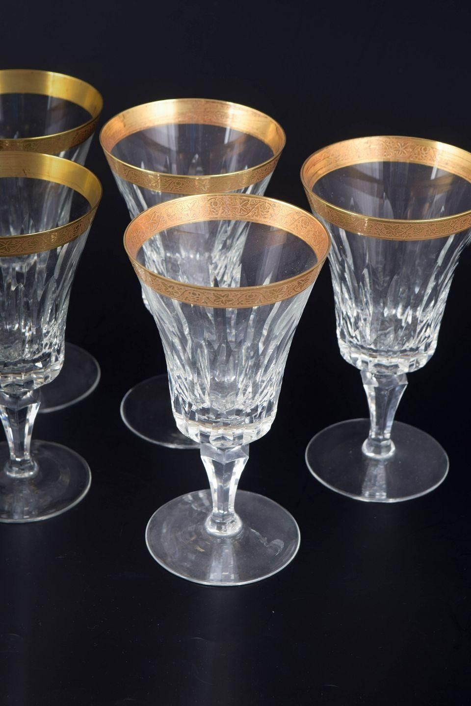 Artemisia. Six Red Wine Glasses In Crystal With 24 Carat Gold Decoration. photo for sale