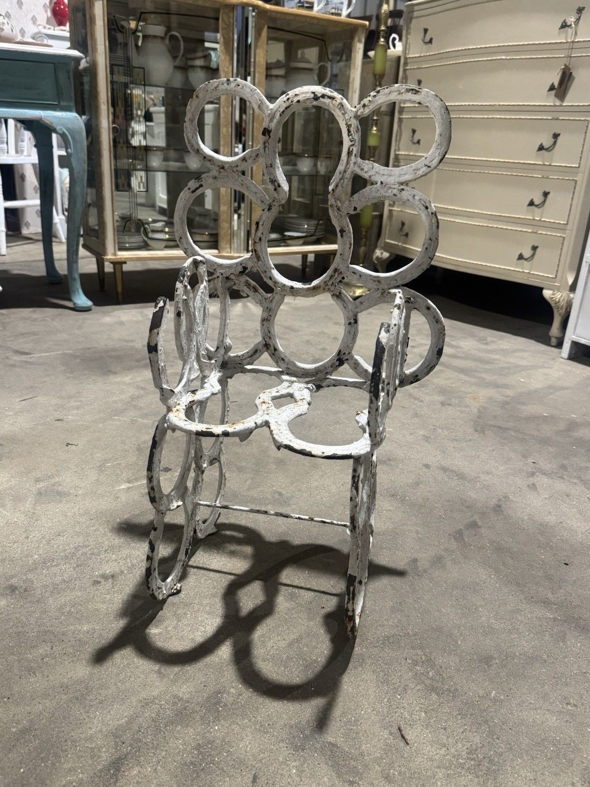 Vintage Antique Horseshoe Chair Painted Garden Ornament Blacksmith Art Decor photo furniture